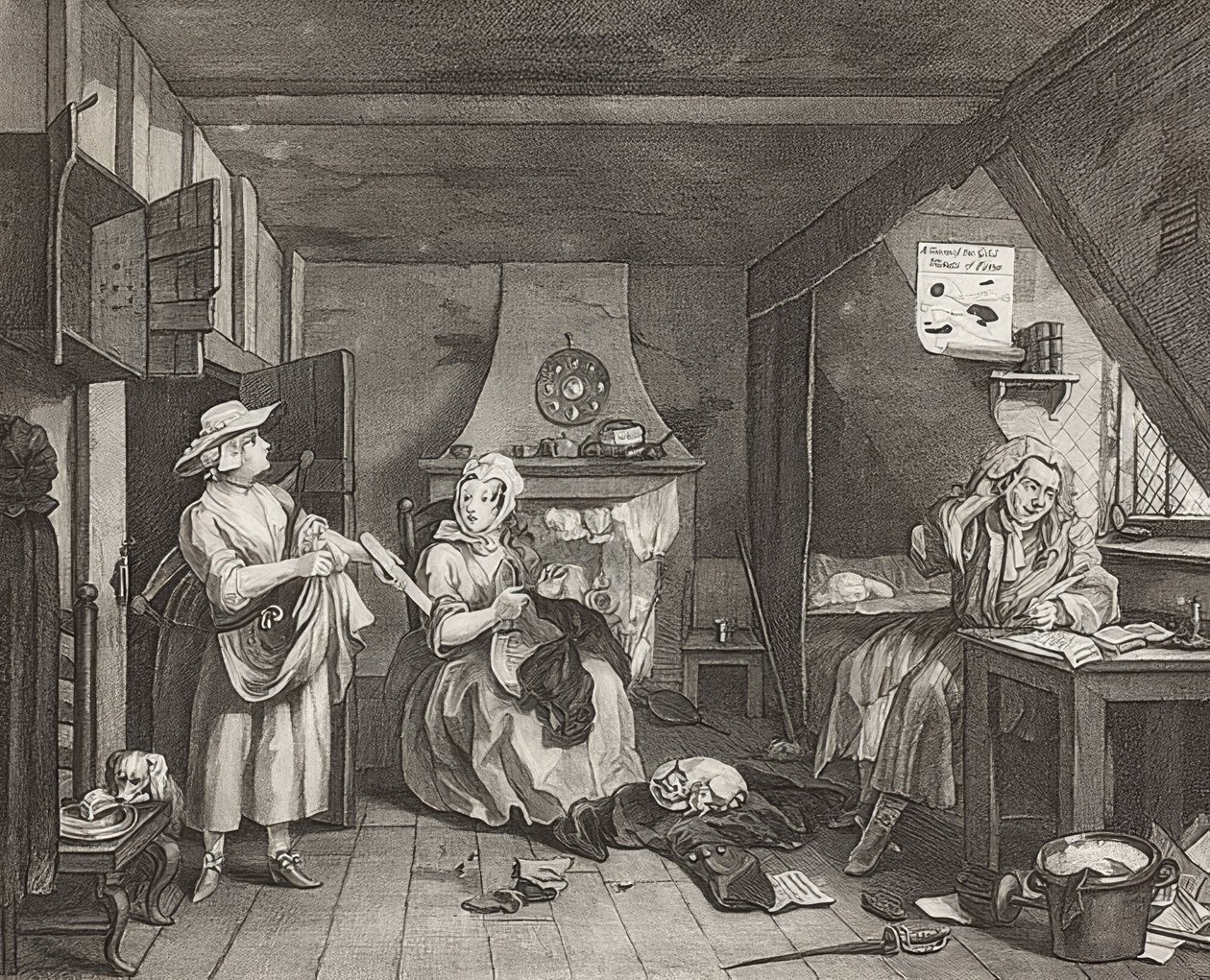 Den nödställda poeten. 1736/40 av William Hogarth