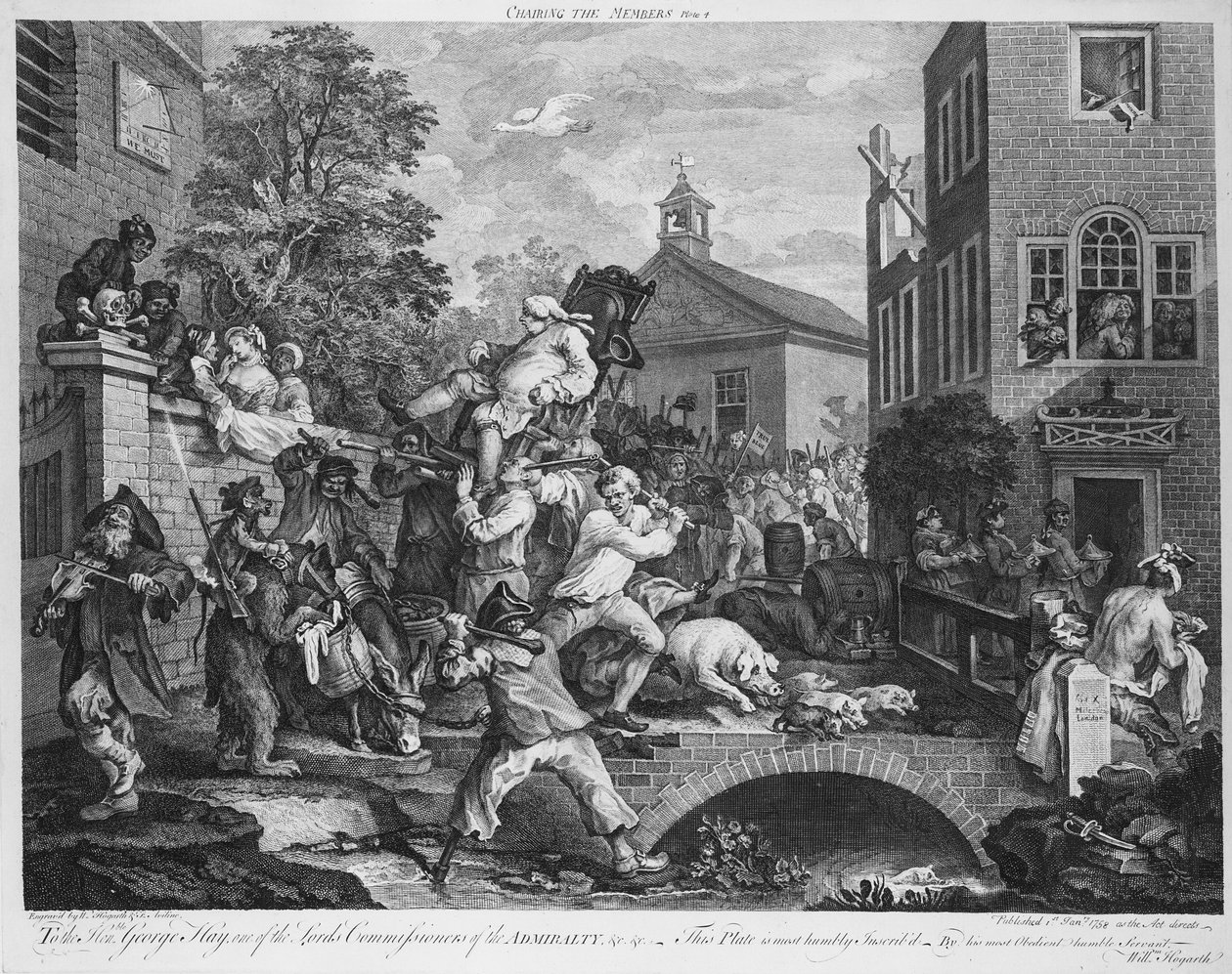 Valet, ledamotens ordförande, 1758 av William Hogarth