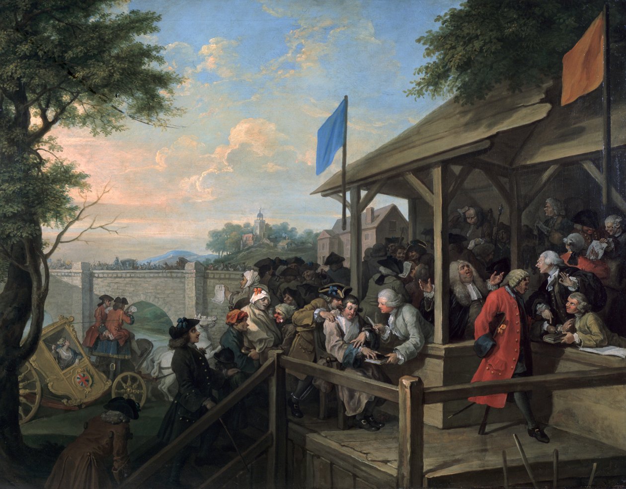 Valet III Röstningen, 1754-55 av William Hogarth