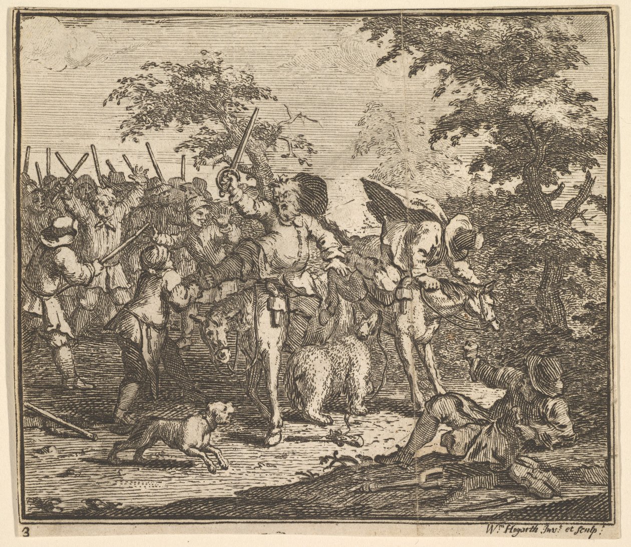 Mötet med Talgol och Magnano Sjutton små illustrationer för Samuel Butler..., 1721-26. av William Hogarth