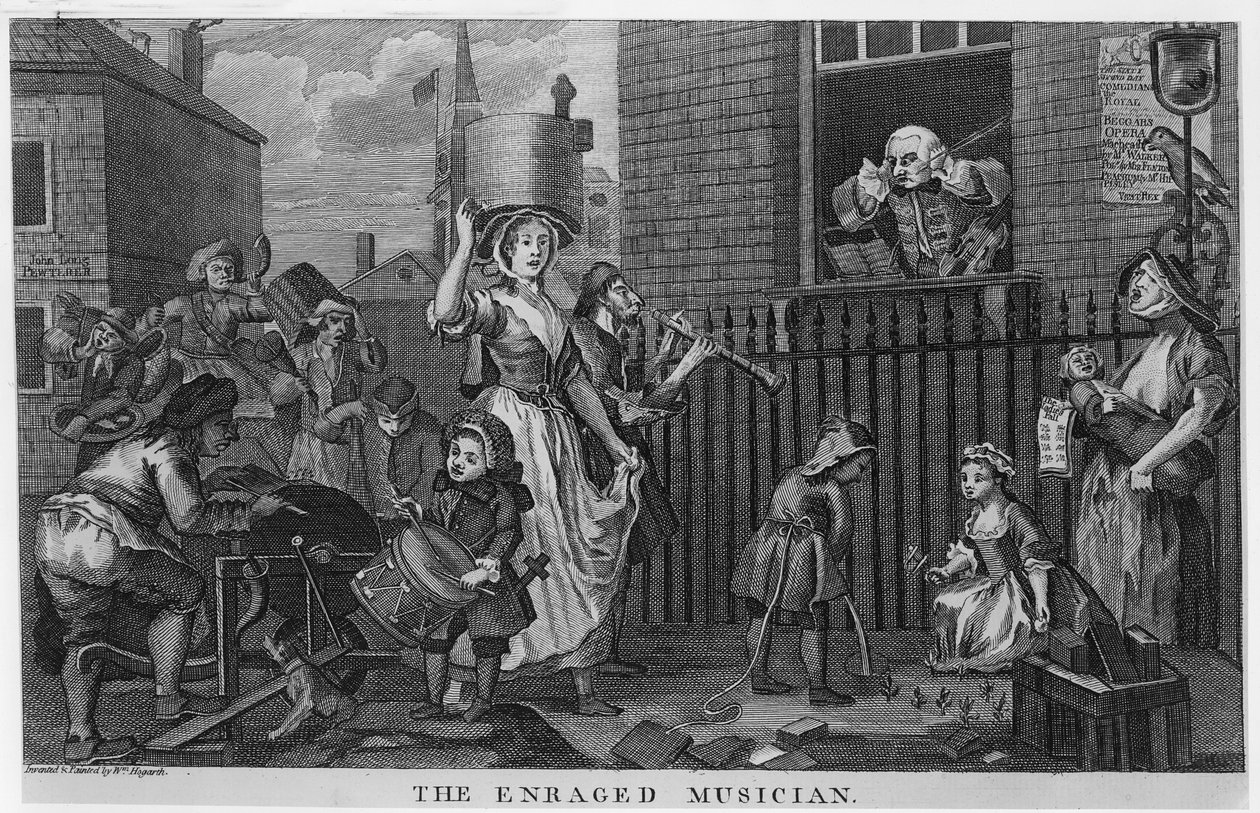 Den arga musikern av William Hogarth