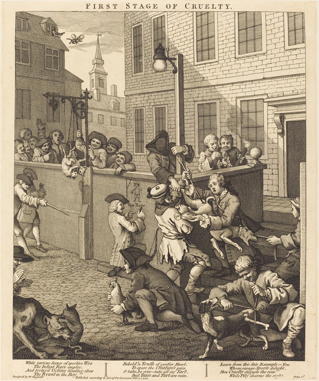 Det första steget av grymhet av William Hogarth