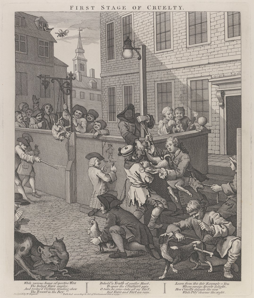 Det första steget av grymhet: Barn som torterar djur av William Hogarth