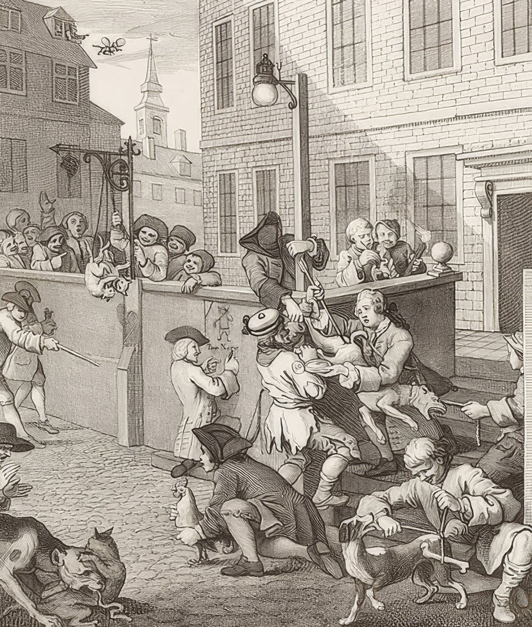 Det första steget av grymhet. Från: Grymhetens fyra stadier / Grymhetens fyra stadier. 1751 av William Hogarth