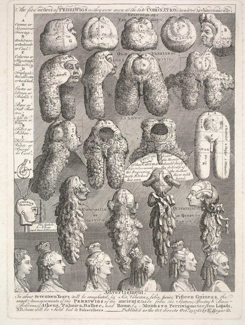 The Five Orders of the Perriwigs, 15 oktober av William Hogarth