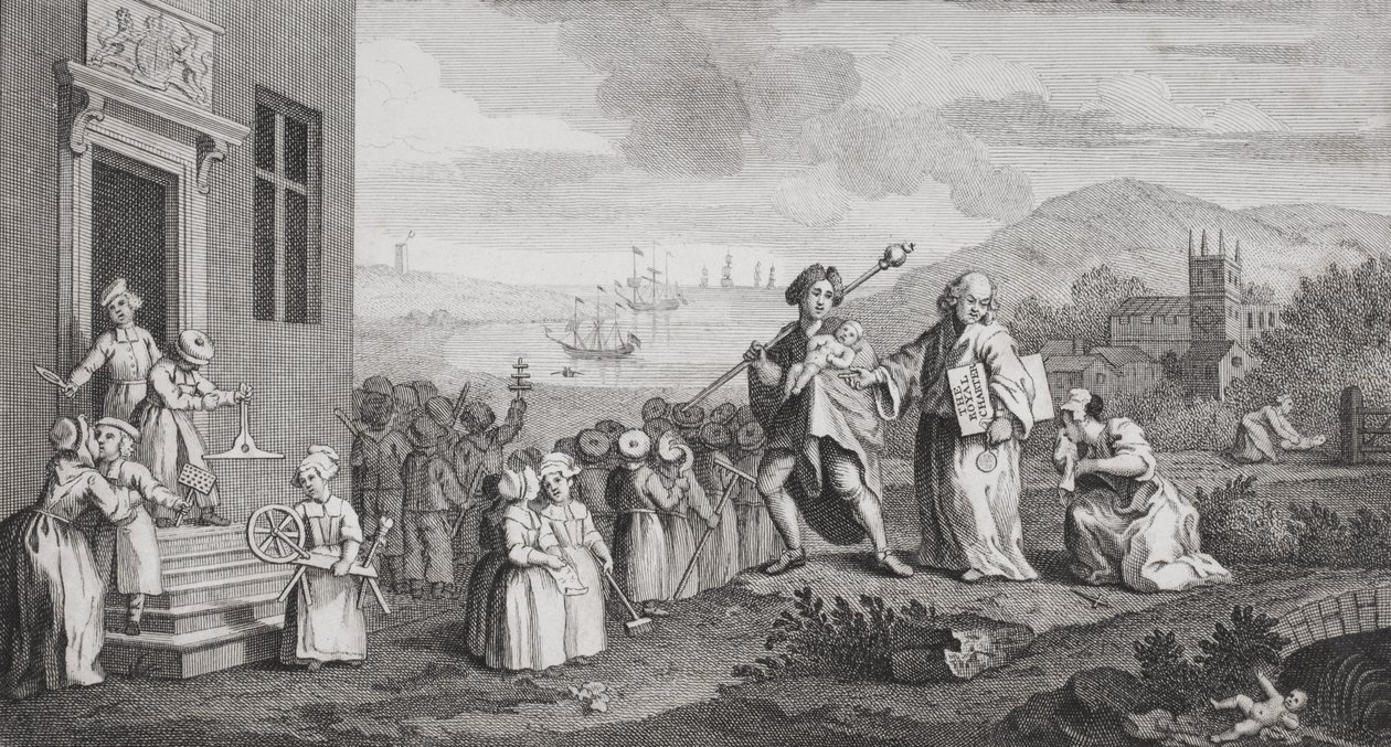 The Foundlings, graverad av F. Morellon La Cave av William Hogarth