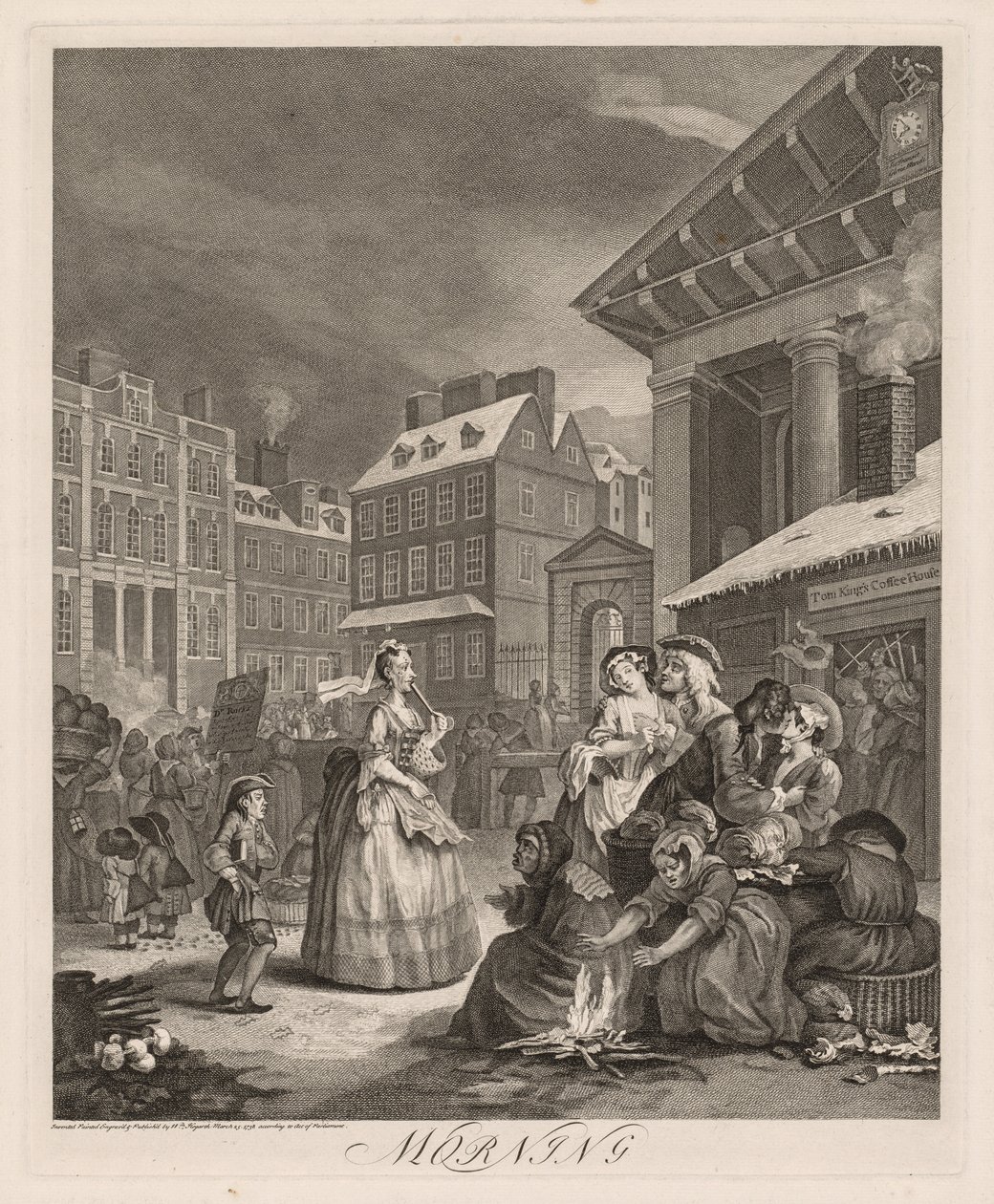 De fyra tiderna på dagen: Morgon, 1738. av William Hogarth