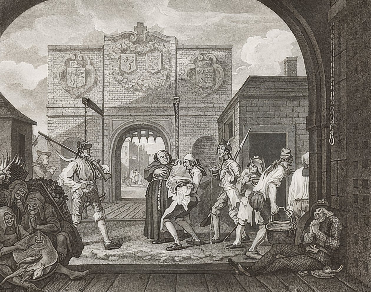 Porten till Calais, eller O Roast Beef of Old England, eller Oh, Roast Beef of Old England. 1749 av William Hogarth