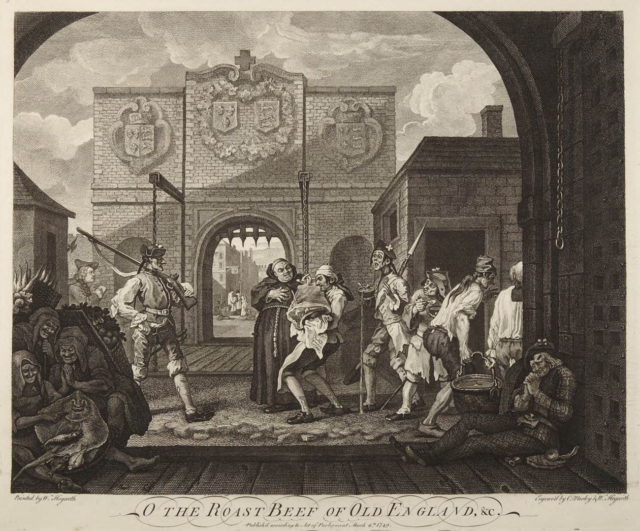 Porten i Calais eller Det gamla Englands rostbiff av William Hogarth