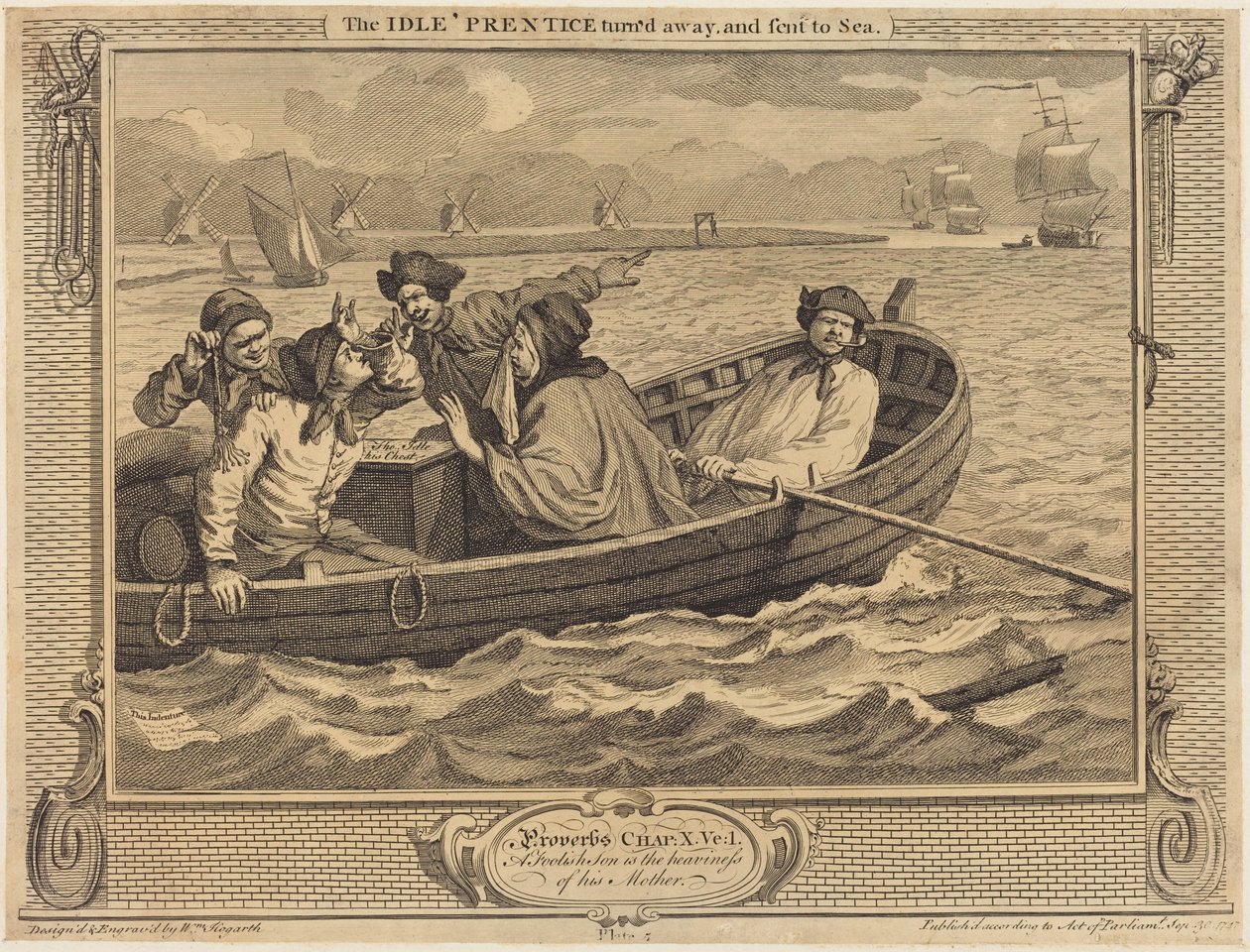 Den late lärlingen avvisas och skickas till sjöss av William Hogarth
