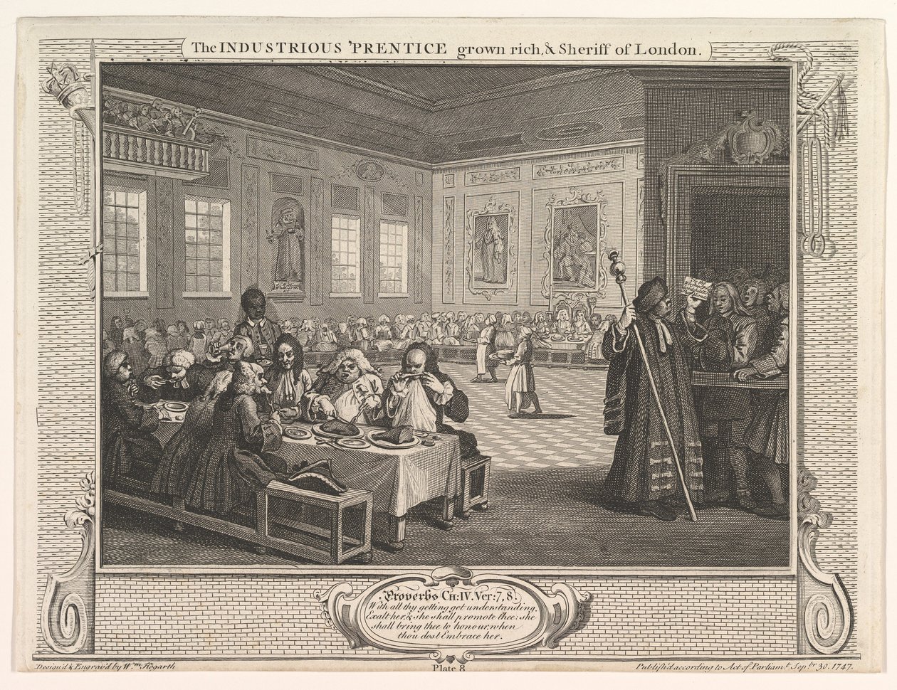 The Driftous Prentice Grown Rich and Sheriff of London Industry and Idl..., 30 september 1747. av William Hogarth