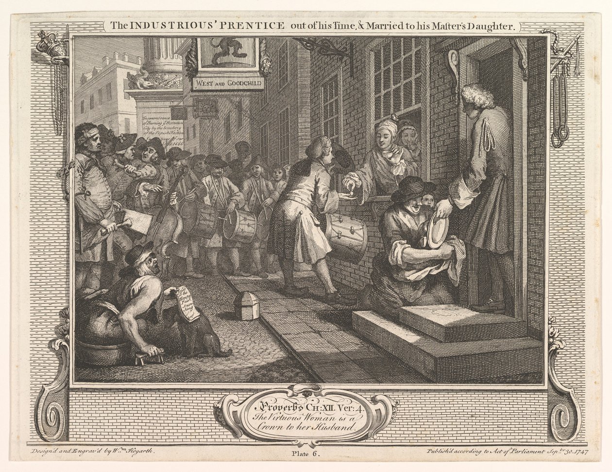Den flitige Prentice Out of his Time och gift med sin Mästares dotter..., 30 september 1747. av William Hogarth