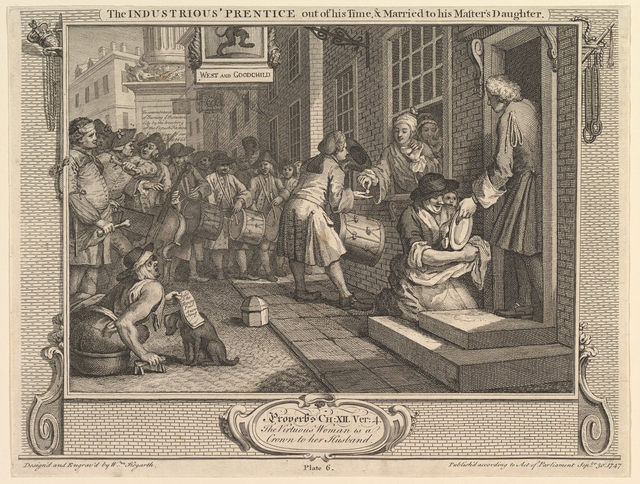Den flitige Prentice Out of his Time och gift med sin Mästares dotter..., 30 september 1747. av William Hogarth