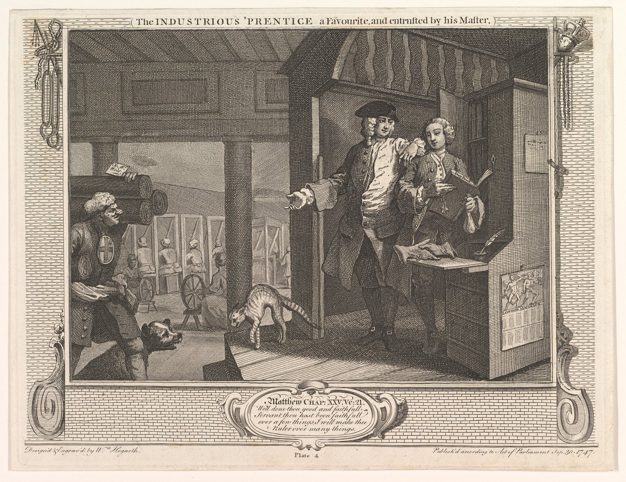 Den flitige Prentice en favorit och anförtrodd av sin Master Industry a..., 30 september 1747. av William Hogarth
