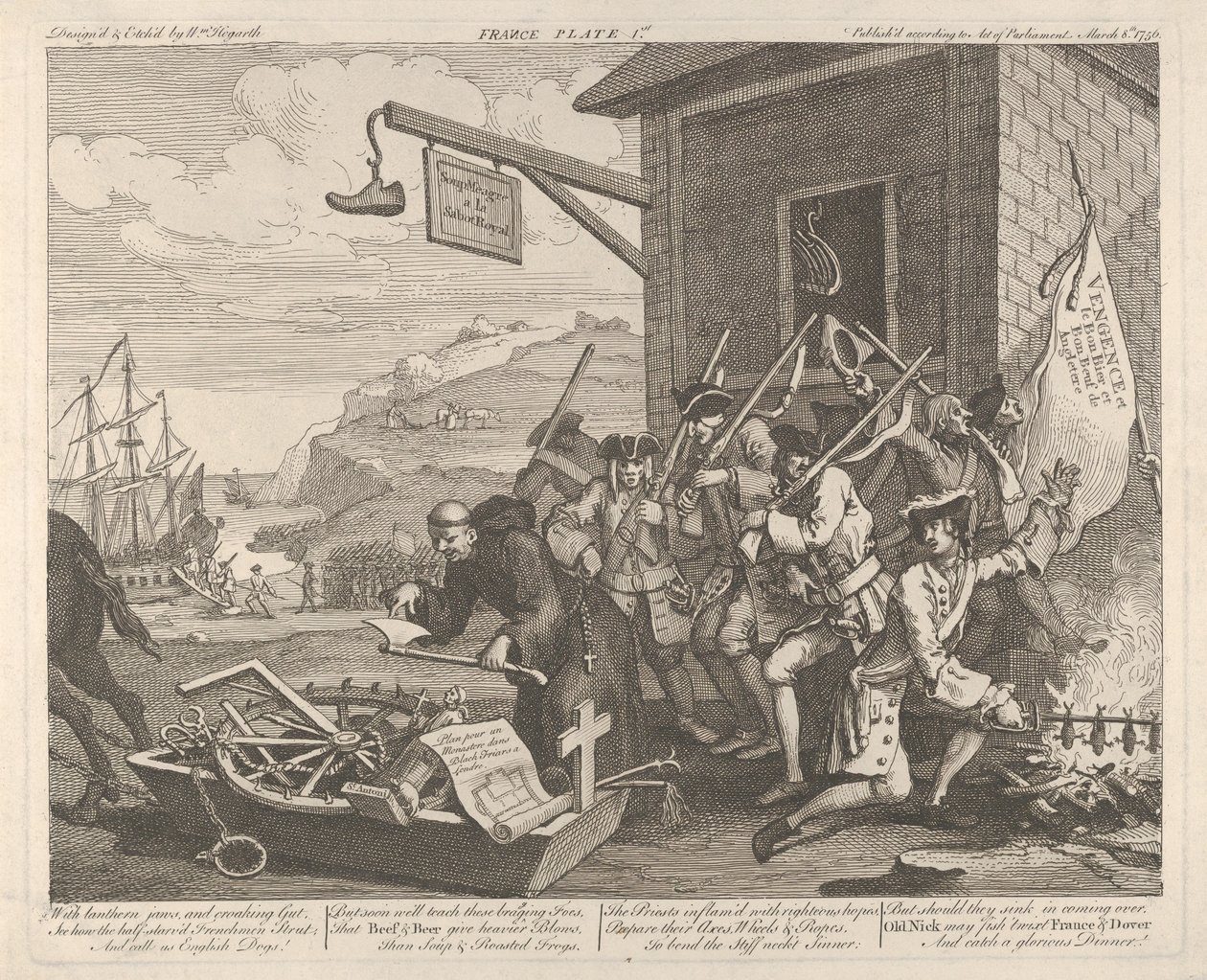 Invasionen, plansch 1: Frankrike av William Hogarth