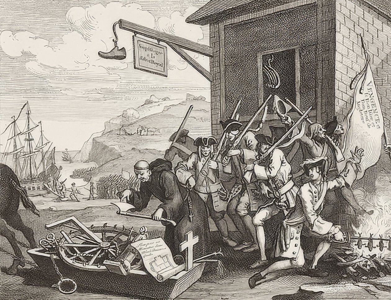 Invasionen, Plate 1: France / Die Invasion, Blatt 1: France. 1756 av William Hogarth