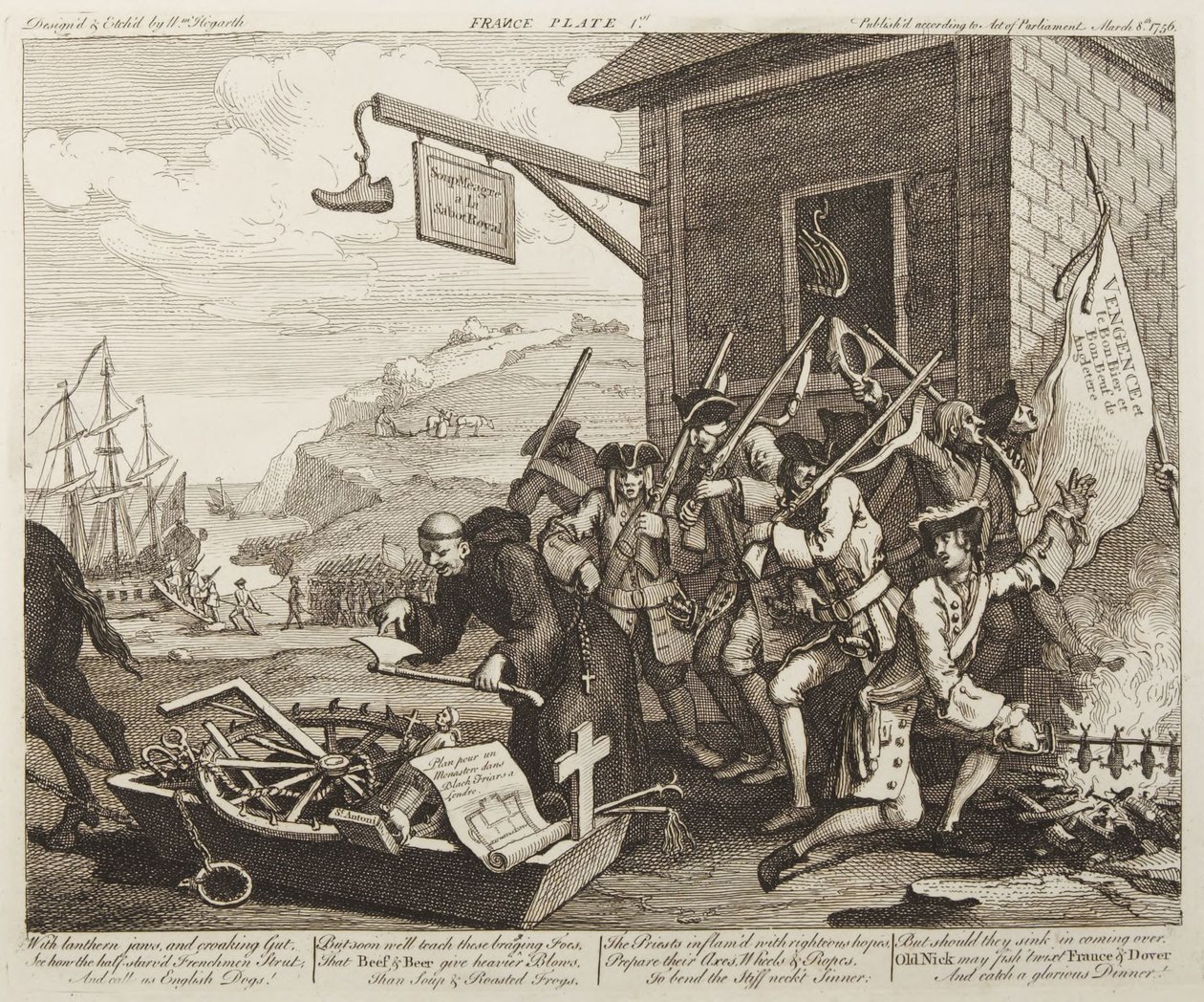 Invasionen, bild 1:  Frankrike av William Hogarth