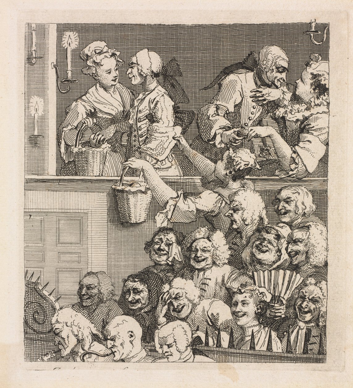Den skrattande publiken, 1733. av William Hogarth