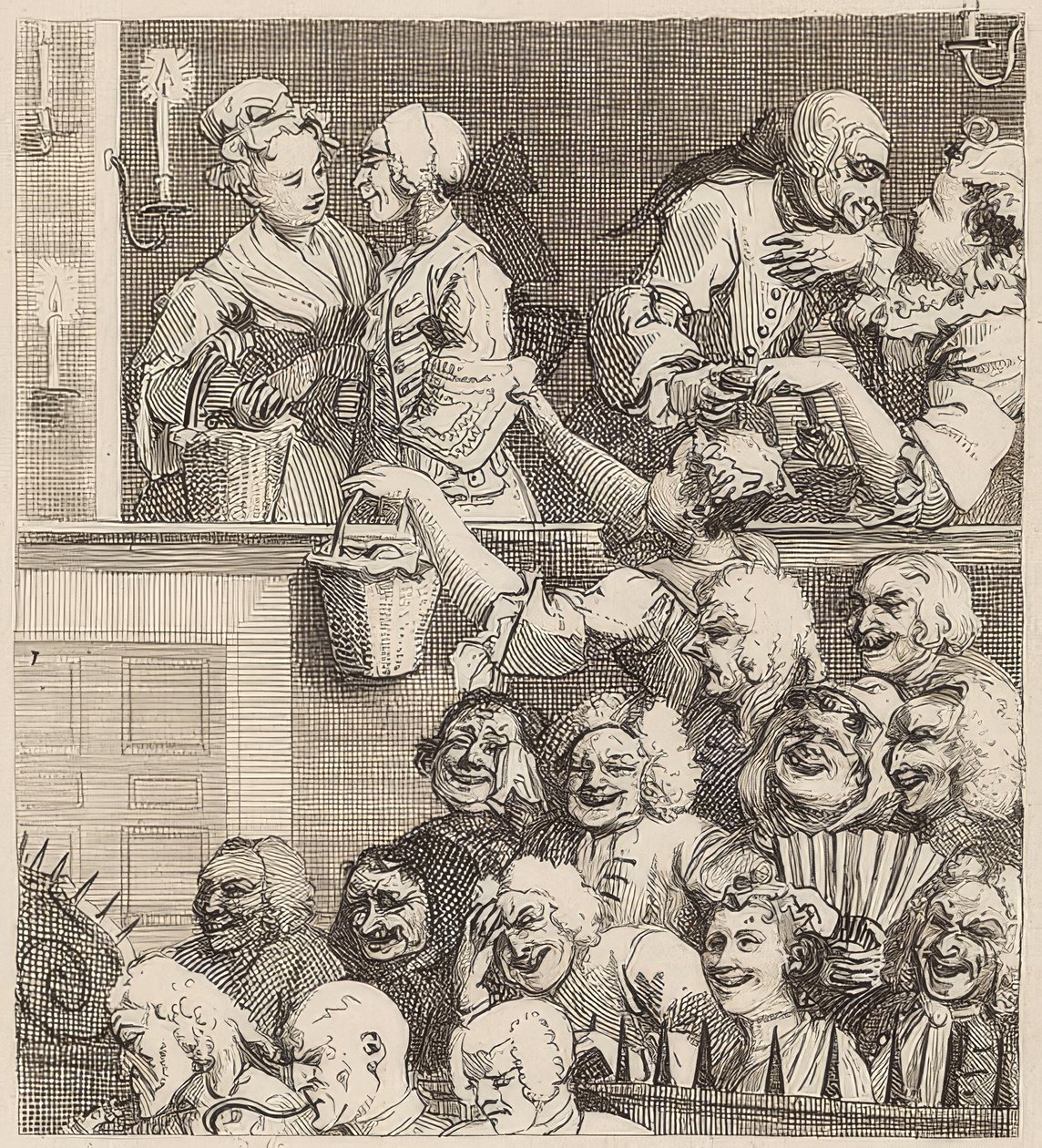 Den skrattande publiken. 1733 av William Hogarth