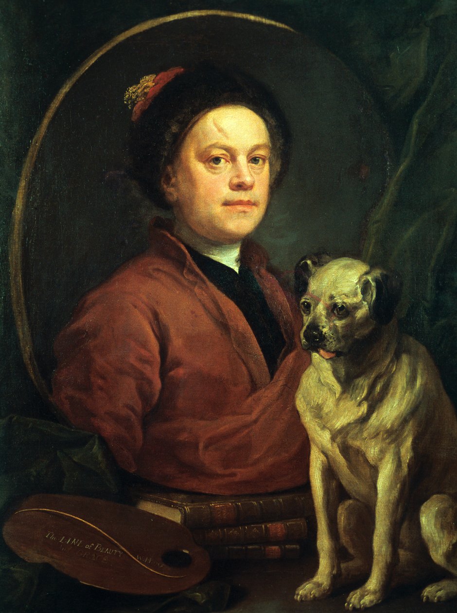 Målaren och hans mops, 1745 av William Hogarth