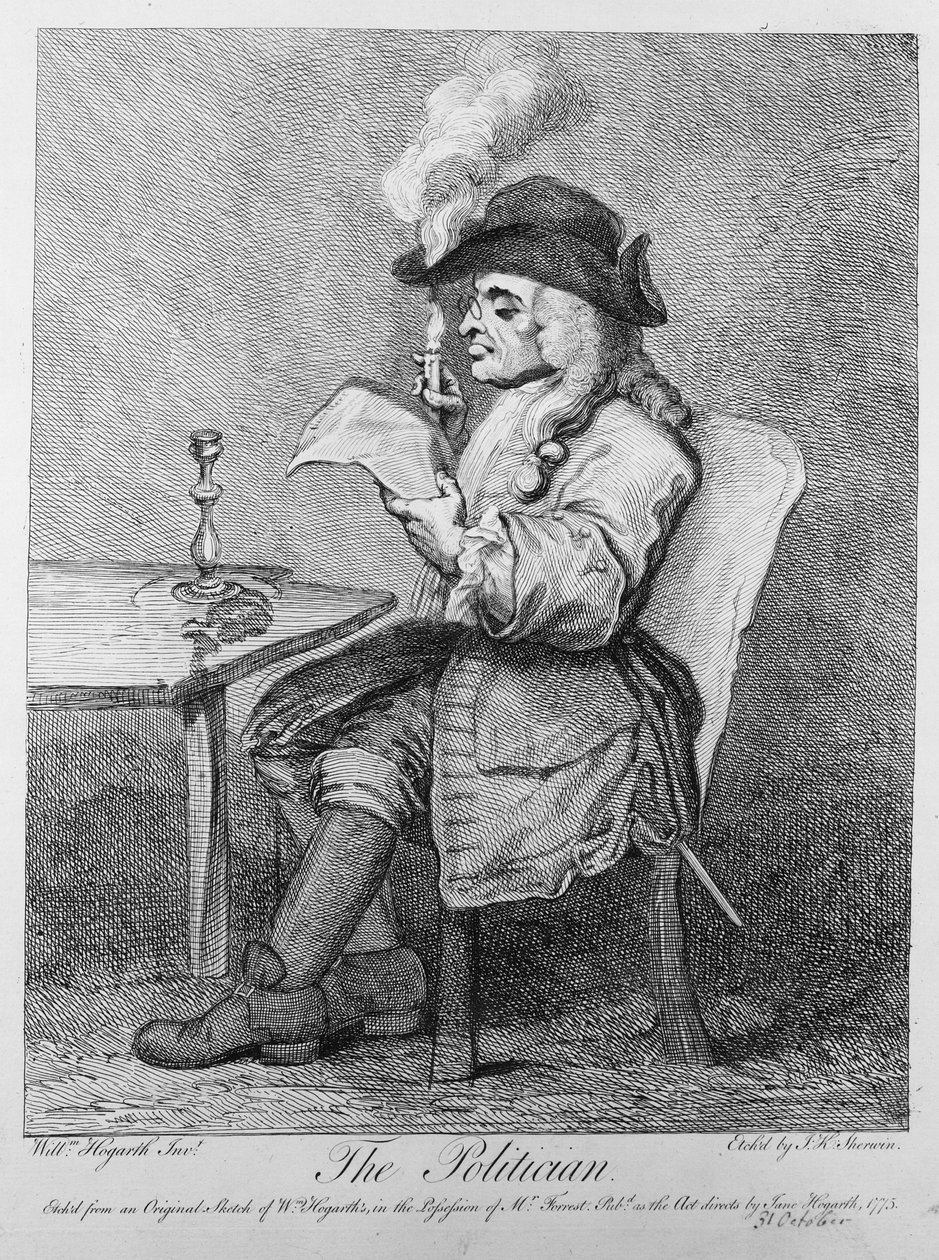 The Politiker, etsad av John Keyse Sherwin, 1775 av William Hogarth