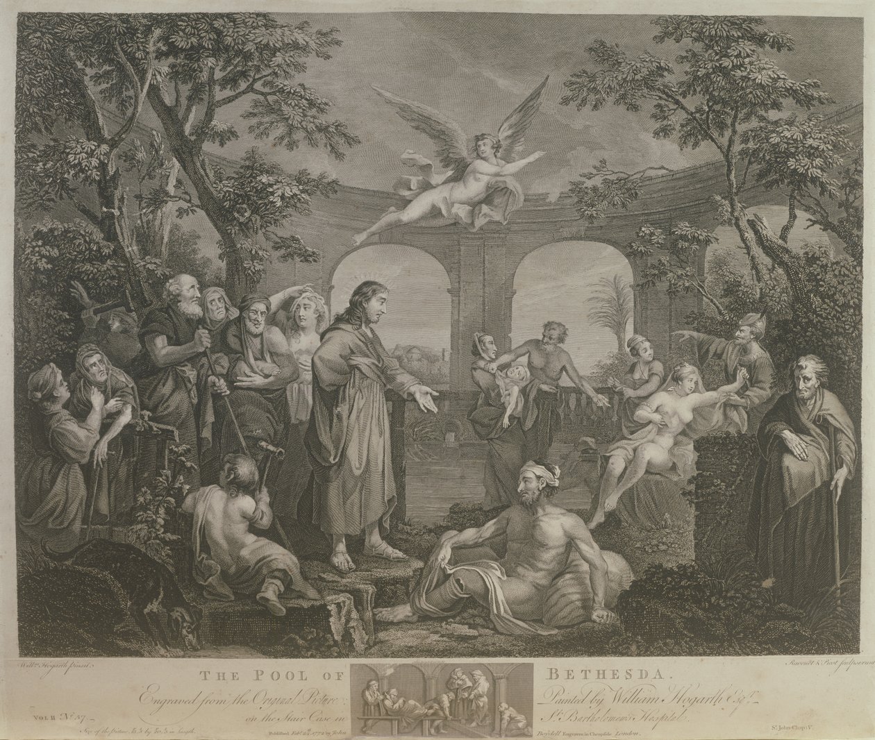 The Pool of Bethesda, graverad av J.M. Delatre och Simon Francis Ravenet, publicerad av John Boydell (1719-1804) 1772 av William Hogarth