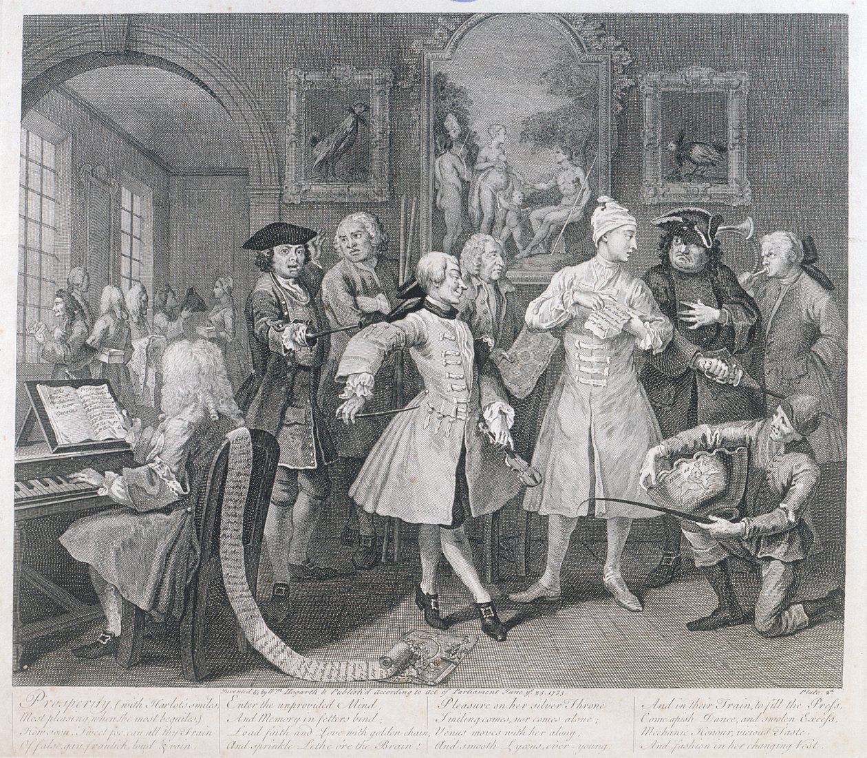 The Rakes Levee, plåt II, från A Rakes Progress, 1735 av William Hogarth