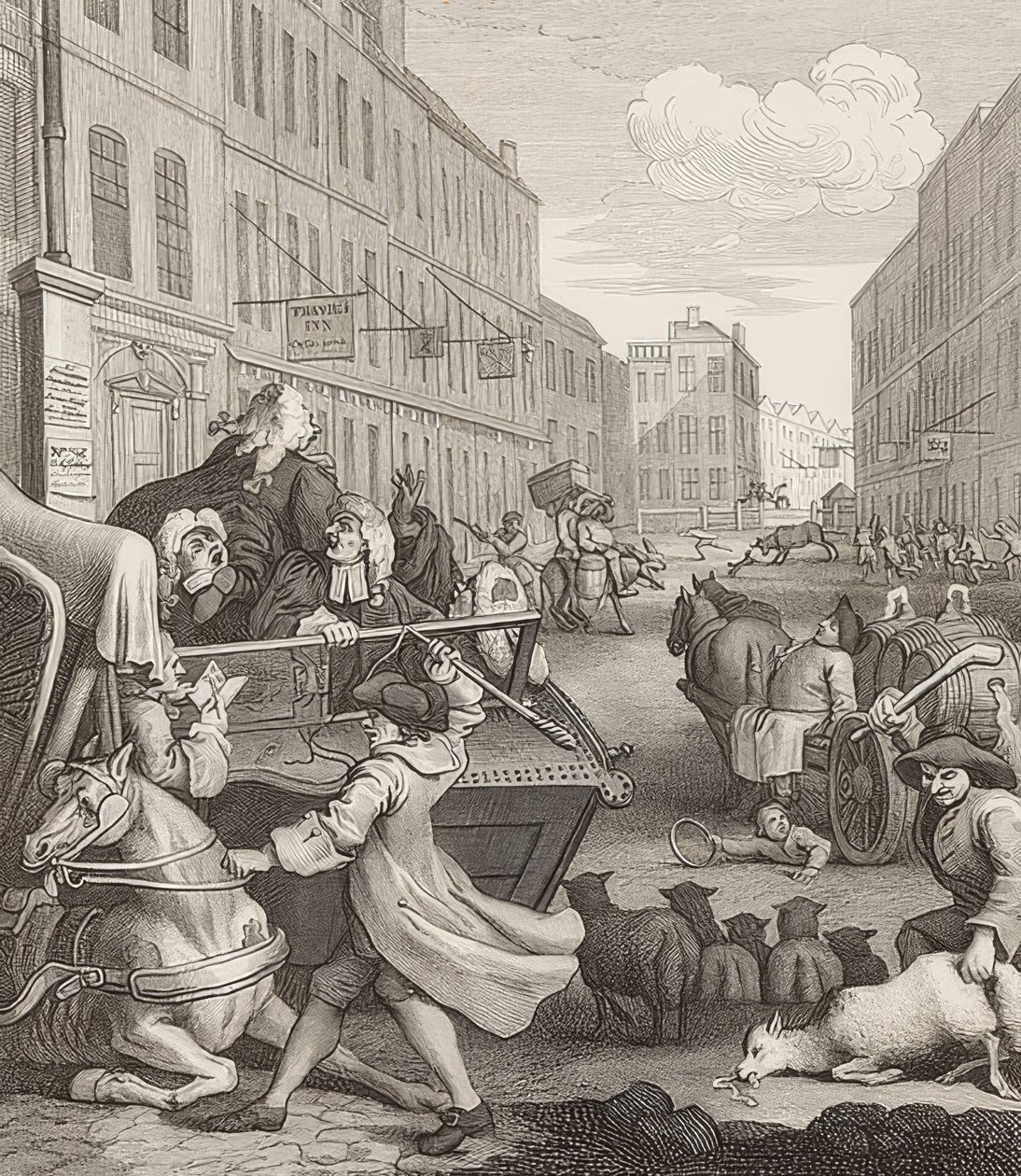 Det andra stadiet av grymhet. Från: Grymhetens fyra stadier / Grymhetens fyra stadier. 1751 av William Hogarth