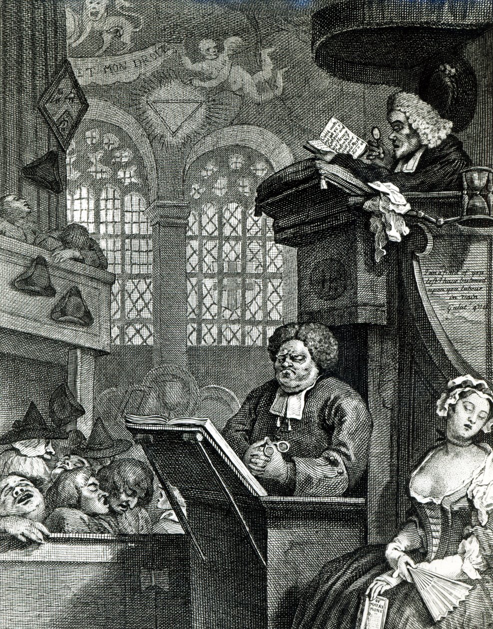 Den sovande församlingen, 1736 av William Hogarth