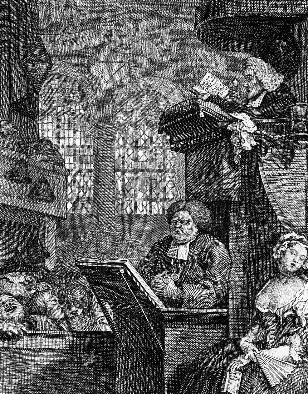 Den sovande församlingen, 1736 av William Hogarth