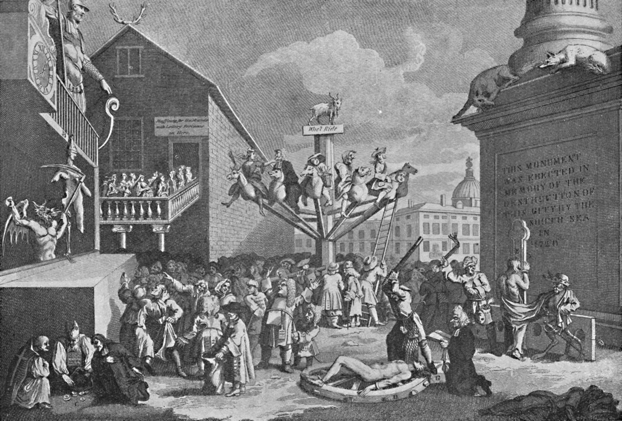 Söderhavsbubblan, från ett tryck av William Hogarth, 1721, 1904 av William Hogarth