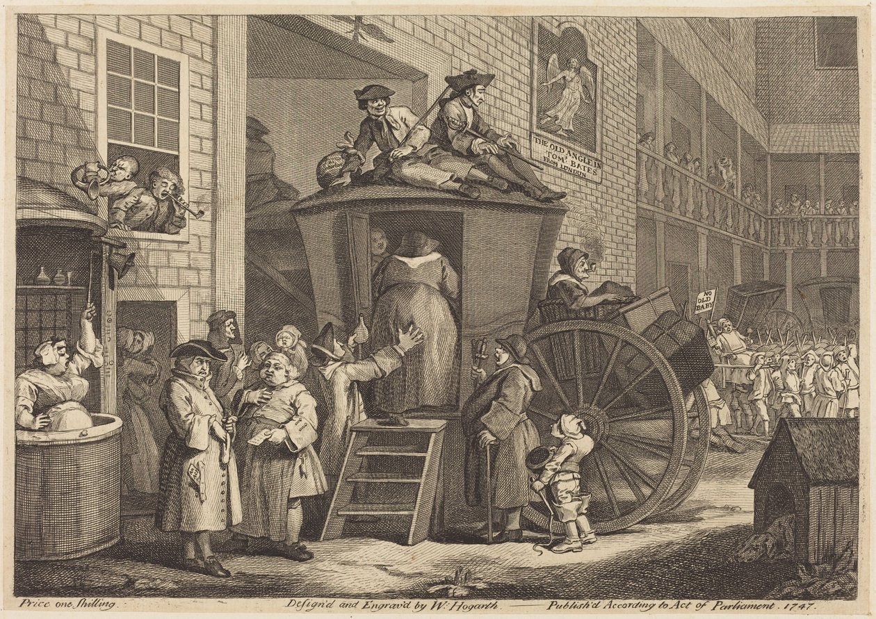 Diligensen, eller gården vid landsvägsvärdshuset av William Hogarth