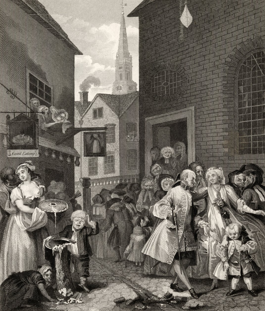 Dagens tider: Noon, från "The Works of William Hogarth", publicerad 1833. av William Hogarth