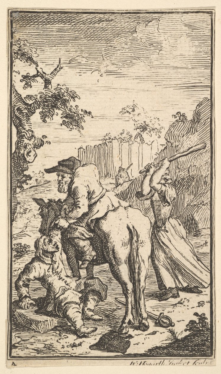 Trulla attackerar Hudibras Sjutton små illustrationer för Samuel Butlers Hudibras..., 1721-26. av William Hogarth