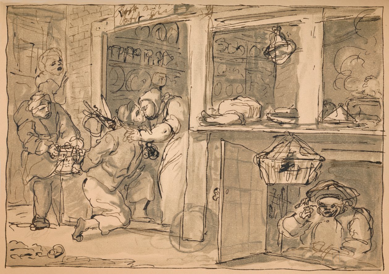 Oanvänd teckning för industri och sysslolöshet, 1747. av William Hogarth