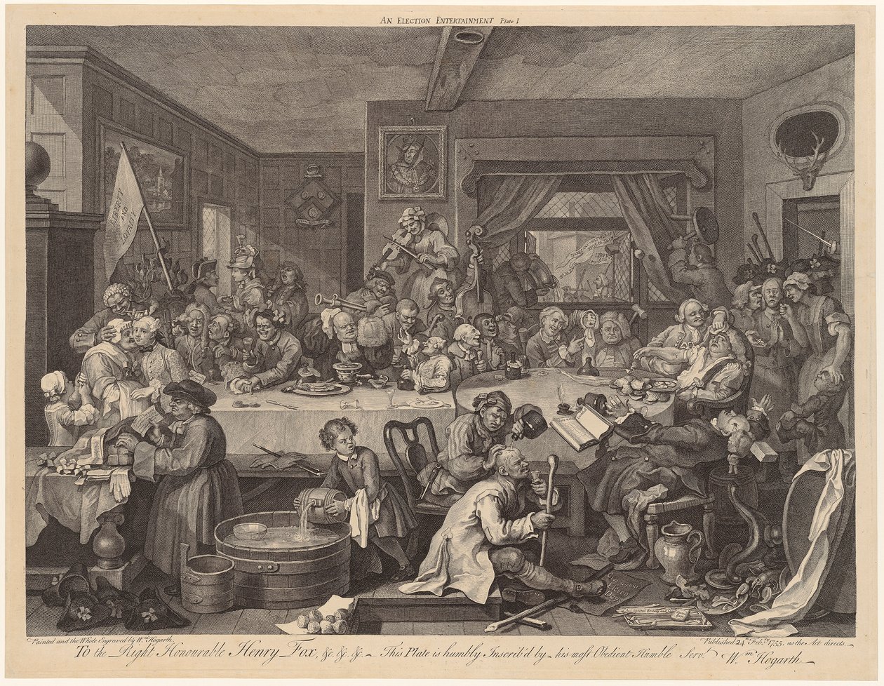 Valbankett, blad 1 i serien "Valen" av William Hogarth