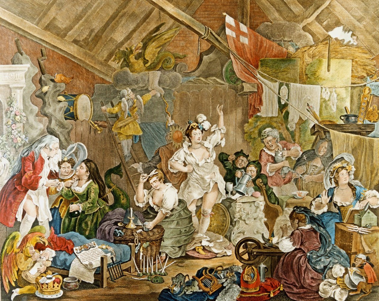 William Hogarths "Strolling Actresses Dressing in a Lad" 1738 av William Hogarth