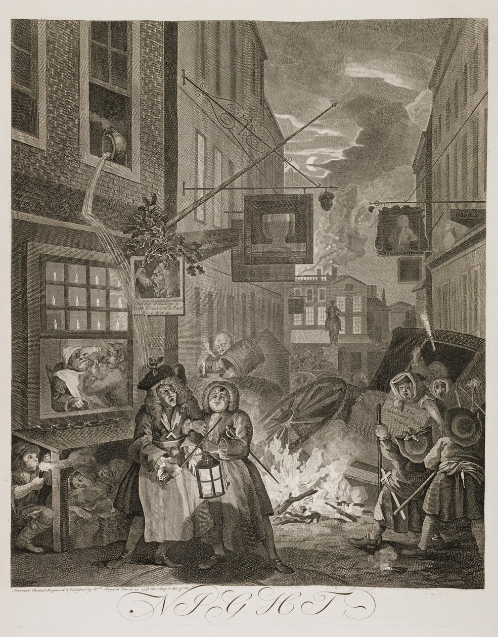 en: Fyra tider på dygnet: Natt av William Hogarth