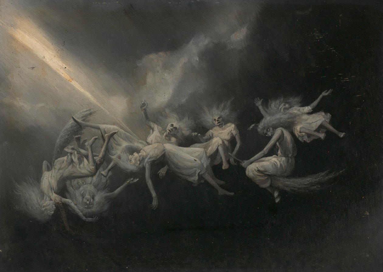 Blixten slog ner i en flock häxor, mitten av slutet av 1800-talet. av William Holbrook Beard