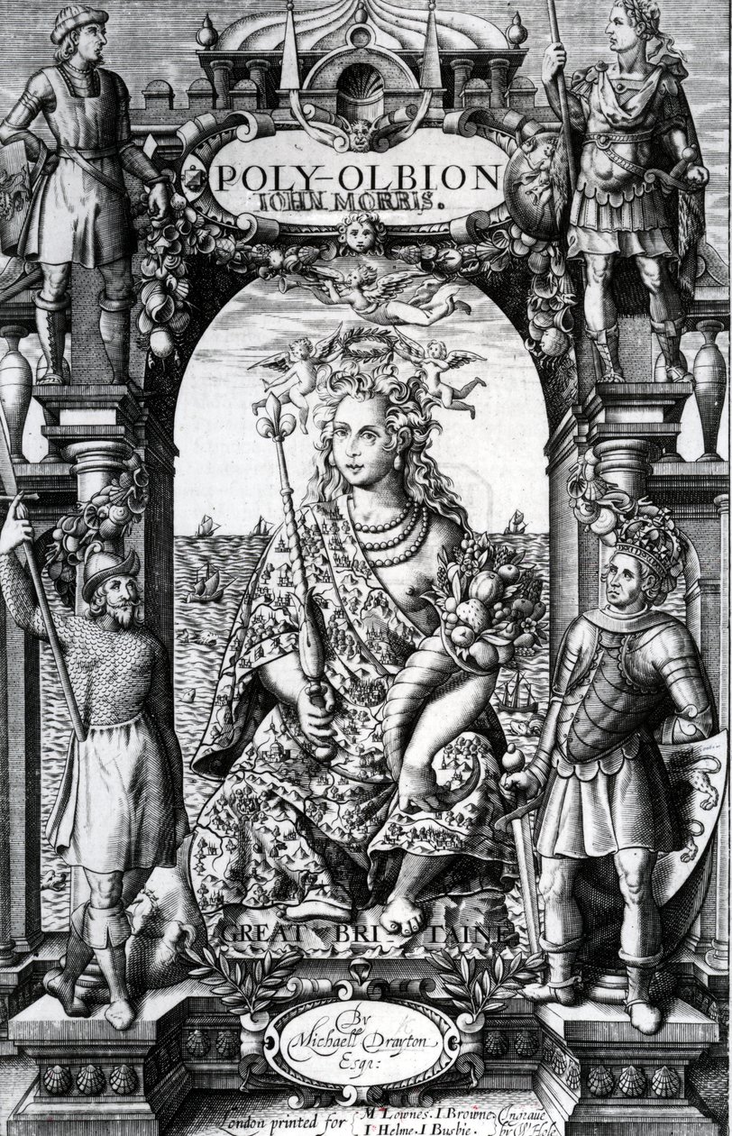Frontispice till "Poly-Olbion" av Michael Drayton, publicerad 1622. av William Hole