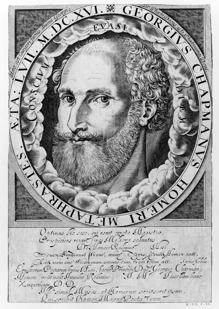 Porträtt av George Chapman (ca 1559-1634) ca 1609-10 av William Hole
