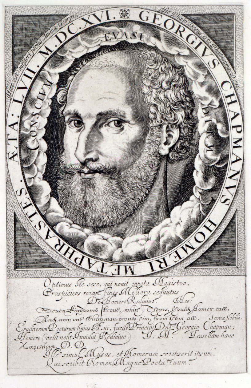 Porträtt av George Chapman (ca 1559-1634) ca 1609-10 av William Hole