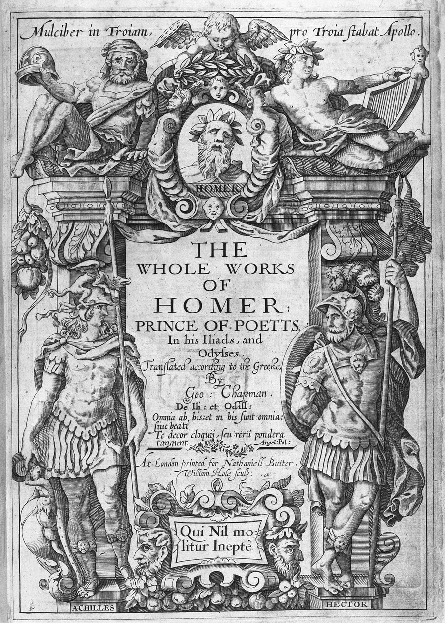 Titelsida till "The Whole Works of Homer" översatt av George Chapman, publicerad 1614-16 av William Hole