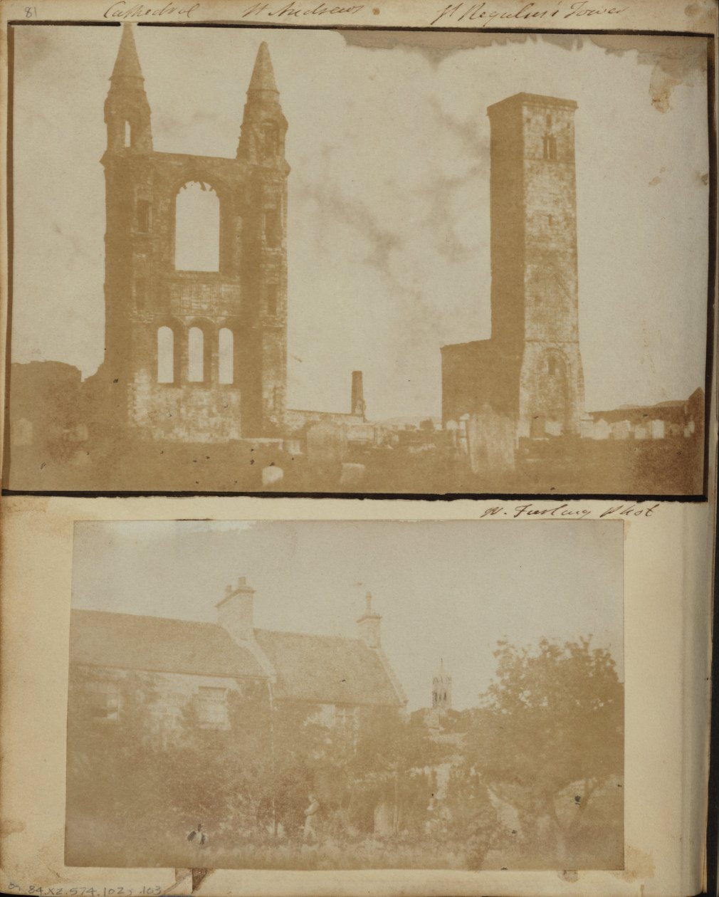 St. Regulus Tower och East Gable of St. Andrews Cathedral från nordväst. av William Holland Furlong