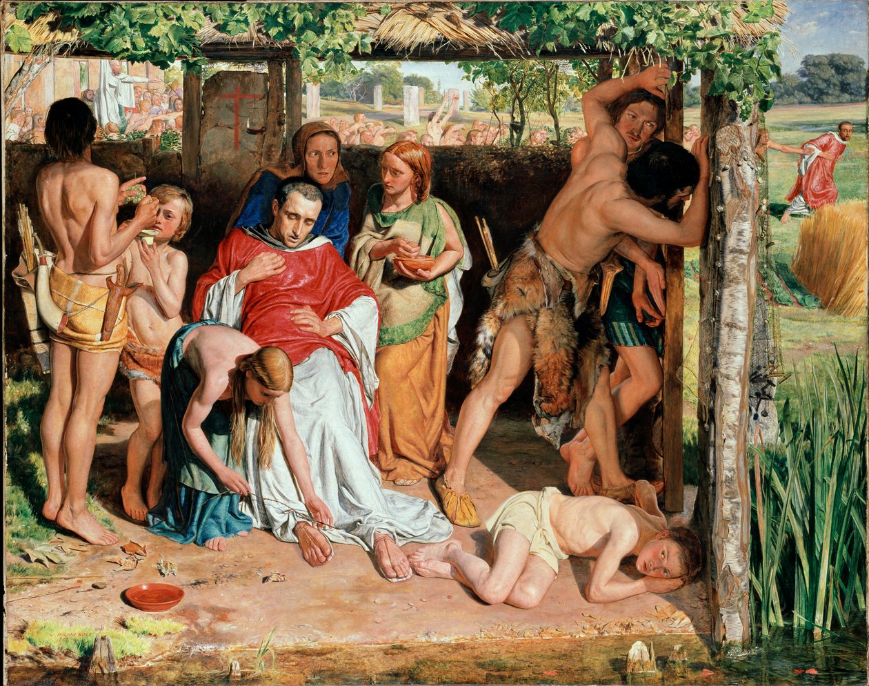 En konverterad brittisk familj som skyddade en kristen missionär från förföljelsen av druiderna, 185 av William Holman Hunt