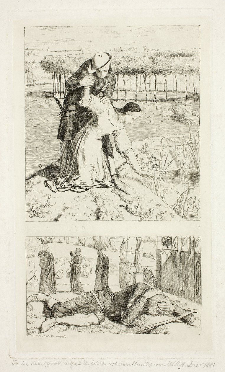 My Beautiful Lady (överst); Of My Lady in Death (nederst), framsida till The Germ, nr 1 av William Holman Hunt