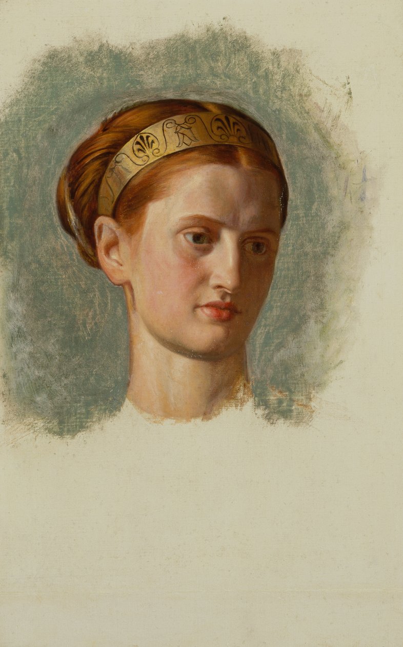 Porträtt av Miss Isabella Waugh, arbetsrum (olja på duk) av William Holman Hunt