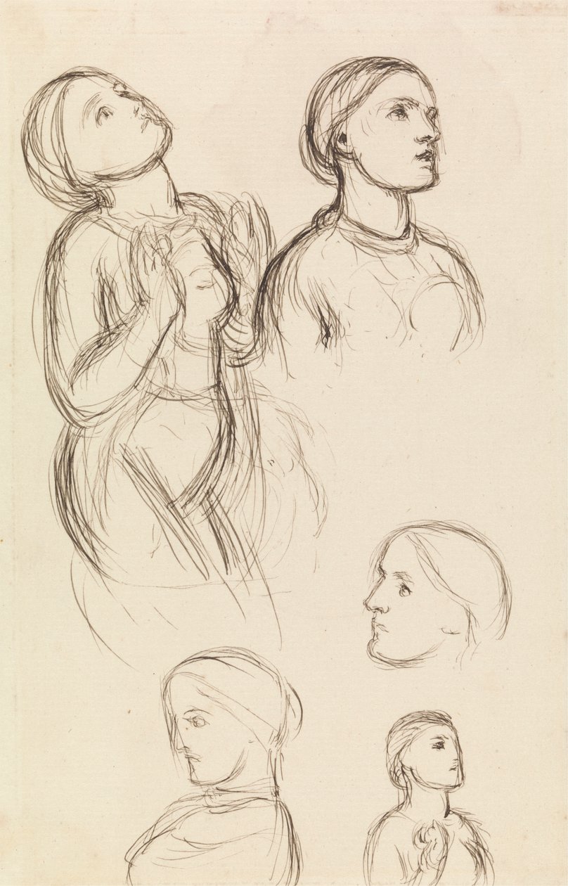 Studier av Edith Holman Hunt av William Holman Hunt