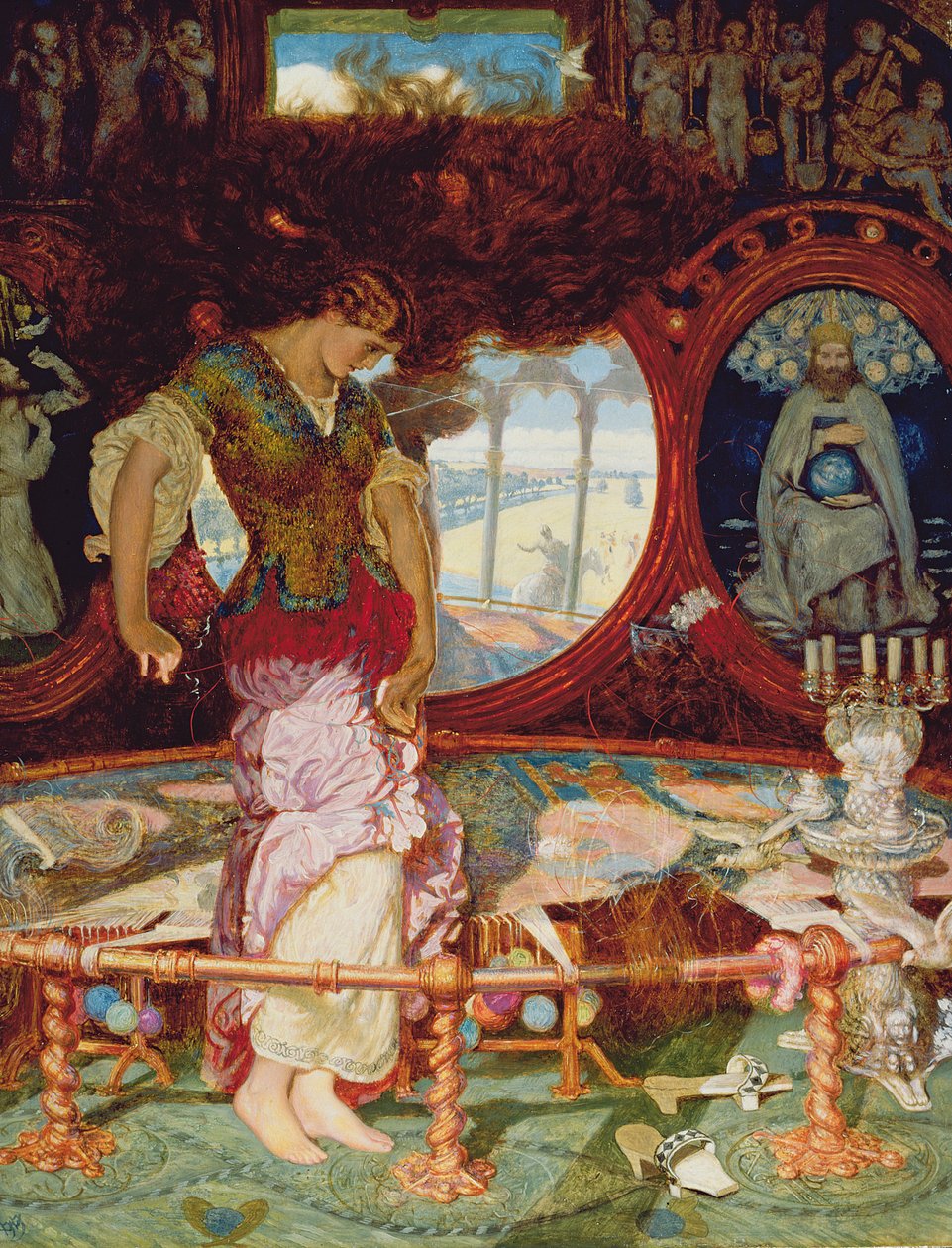 The Lady of Shalott, ca 1886-1905 (olja på panel) (se även 495754) av William Holman Hunt