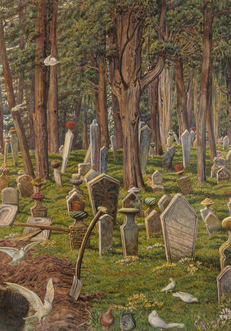 Den sovande staden: kyrkogården i Pera, Konstantinopel, 1856 - 1888 (akvarell på papper) av William Holman Hunt
